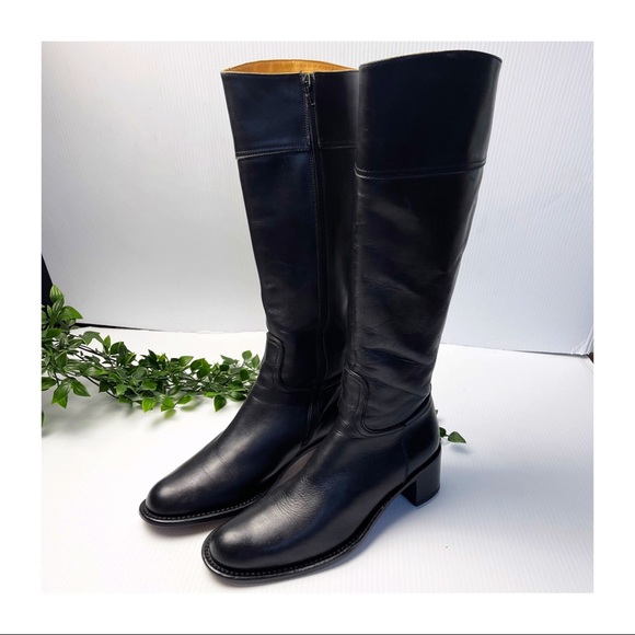 Shoes - Coach J715 Carole F1 Black Leather Calf Boots size 7.5 B